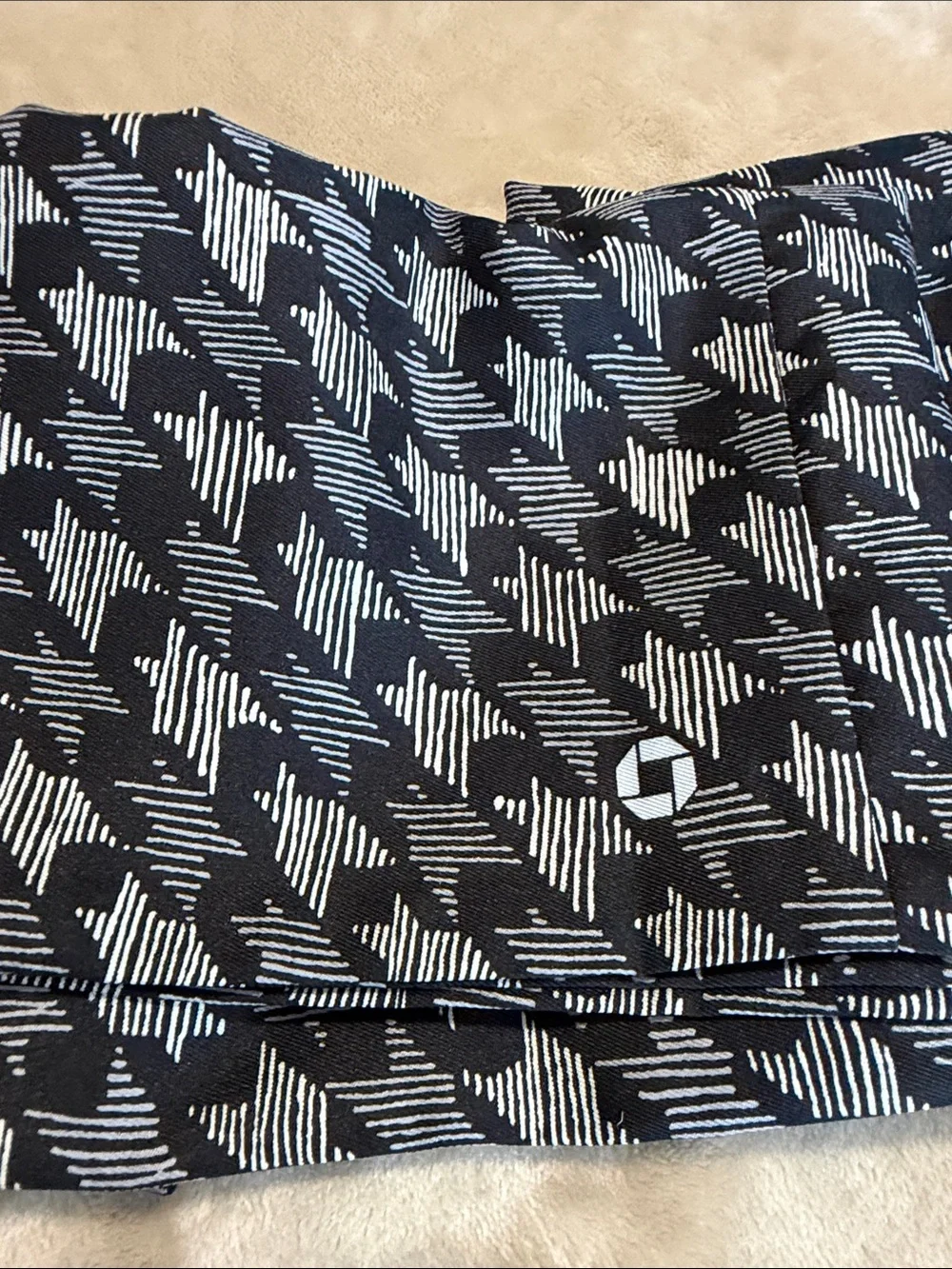 Lands' End infinity scarf. Black and White Geometric